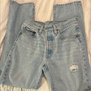 Levi 501 Light Blue Distressed Women’s Jeans